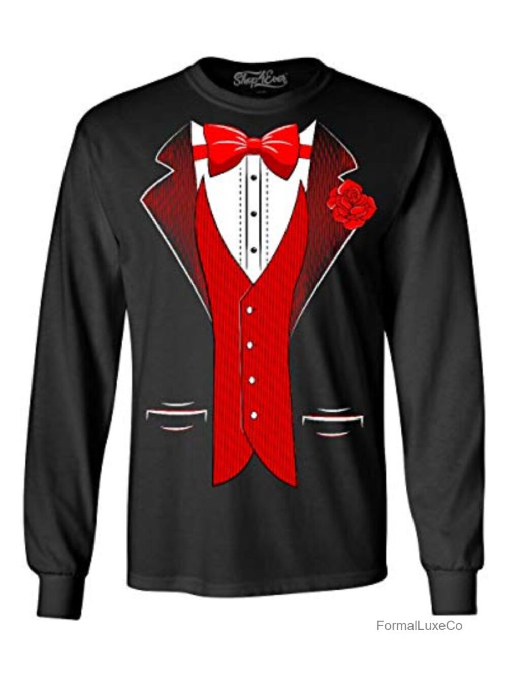 Tuxedo Graphic Long Sleeve Party Costume T-Shirt